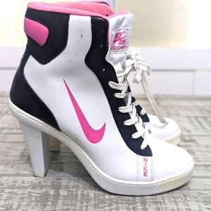 Pink high heel Nike sneakers